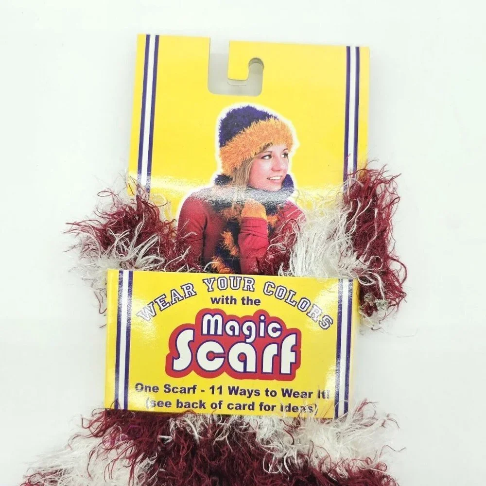 Vtg Y2K Fuzzy Eyelash Shaggy Convertible Scarf Whimsical Indie Sleaze Retro Twee